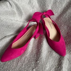 VERO Moda Pink Sling Back Pump Heels with Bow Detail in the back size 8
